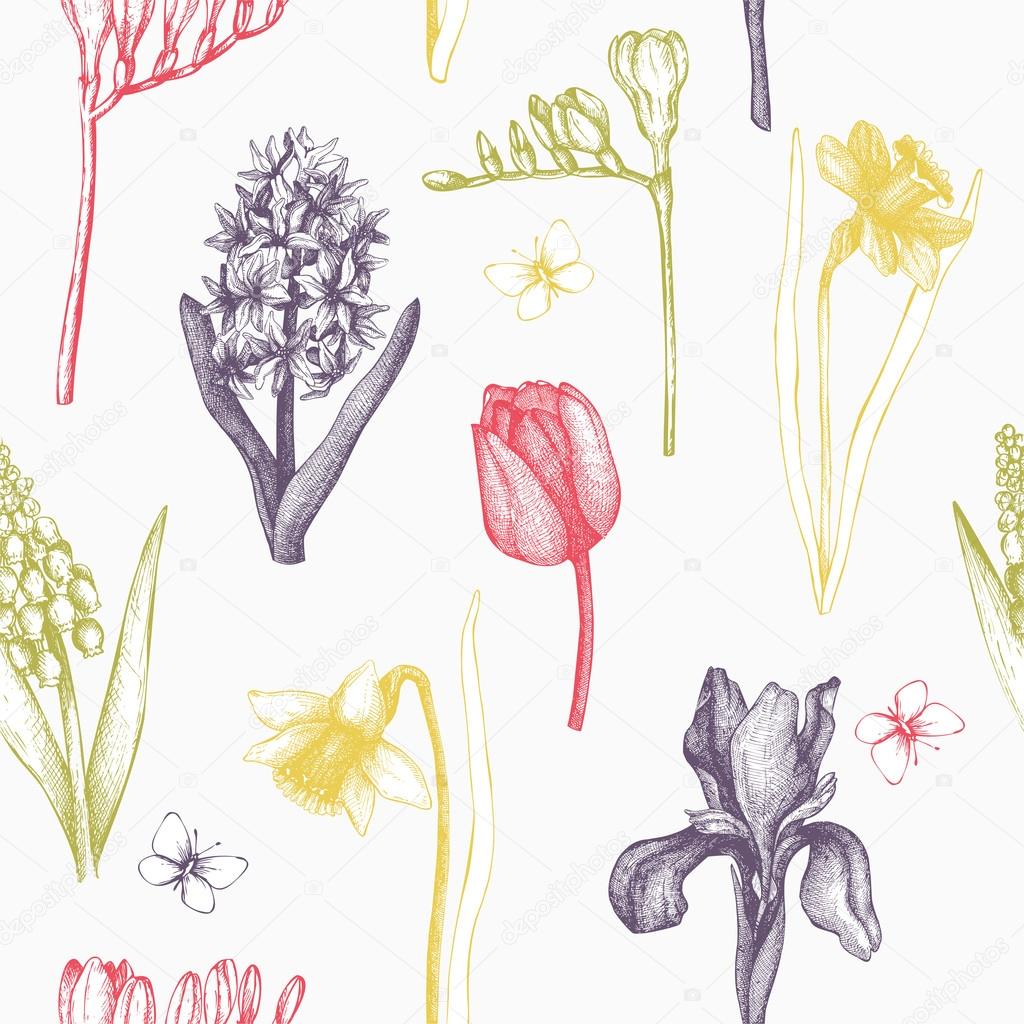 hand drawn spring flowers