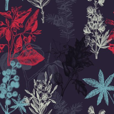 Botanical pattern with poisonous flowers clipart