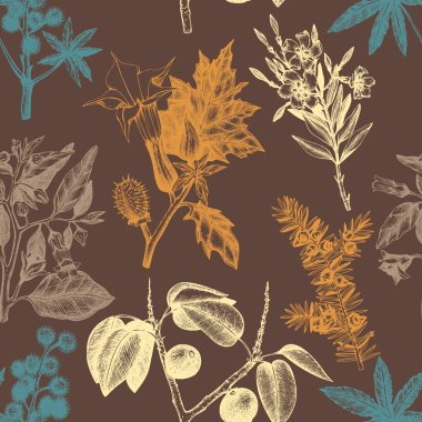 Botanical pattern with poisonous flowers clipart