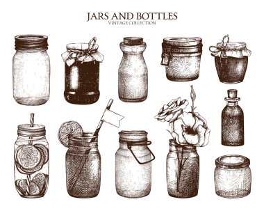 collection of jars and bottles clipart