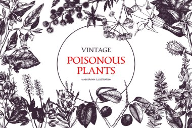 Vintage noxious plants sketches clipart