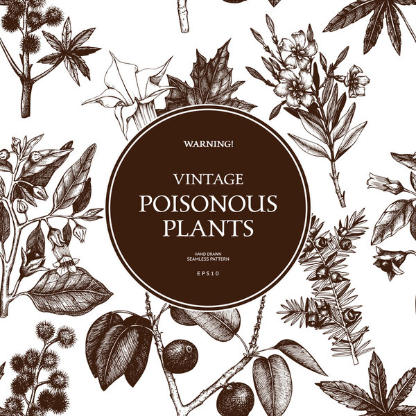 Ботанический рисунок с опасными цветами
