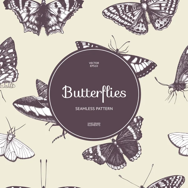 Vintage pattern with butterflies — Stock Vector