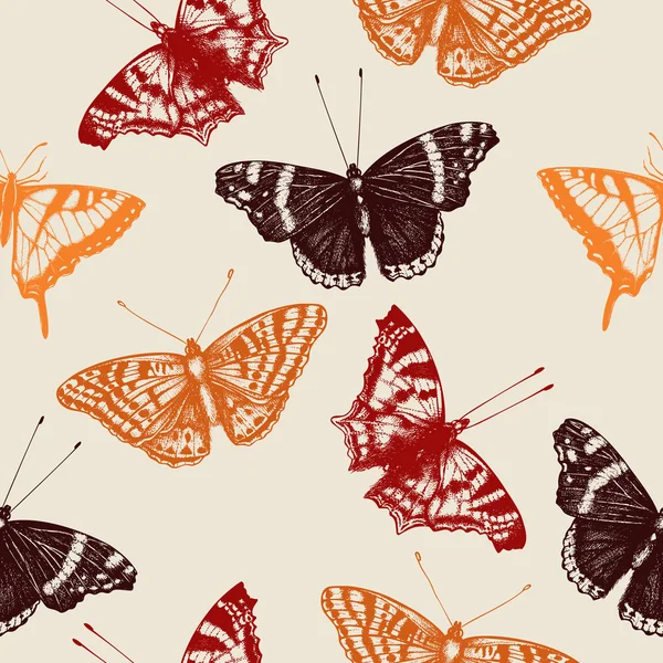 Vintage-Muster mit Schmetterlingen — Stockvektor