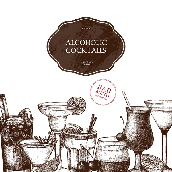 Vorlage für alkoholische Retro-Cocktails — Stockvektor