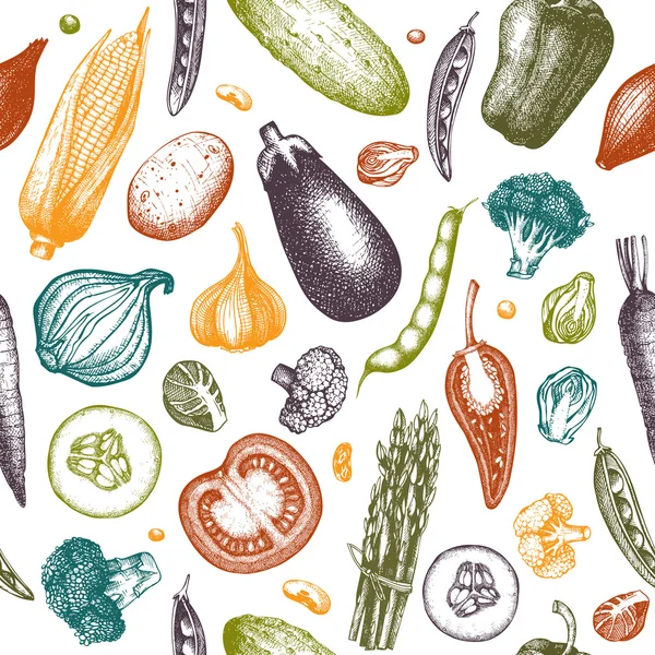 Seamless pattern with Vegetables — Stock Vector
