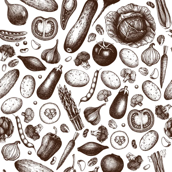 Бесшовный узор с овощами — стоковый вектор