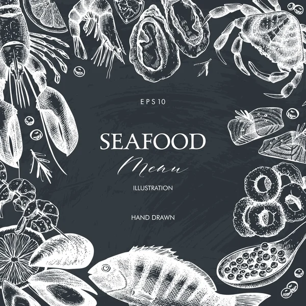 Desenho de cartão de frutos do mar — Vetor de Stock