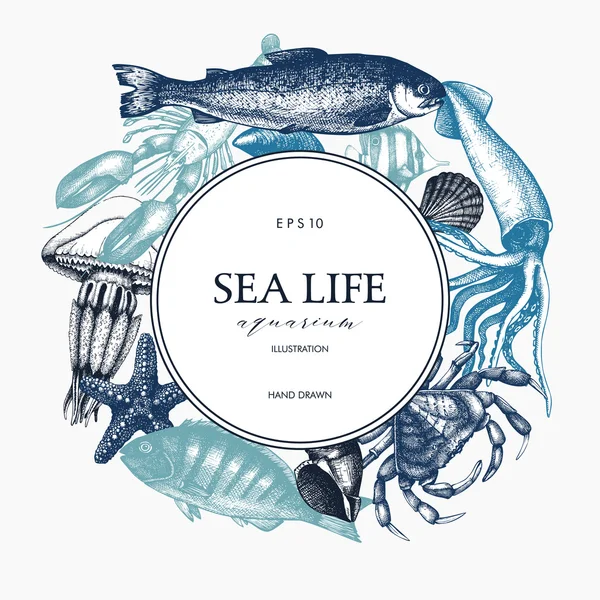 Card design with sea life — Stock Vector