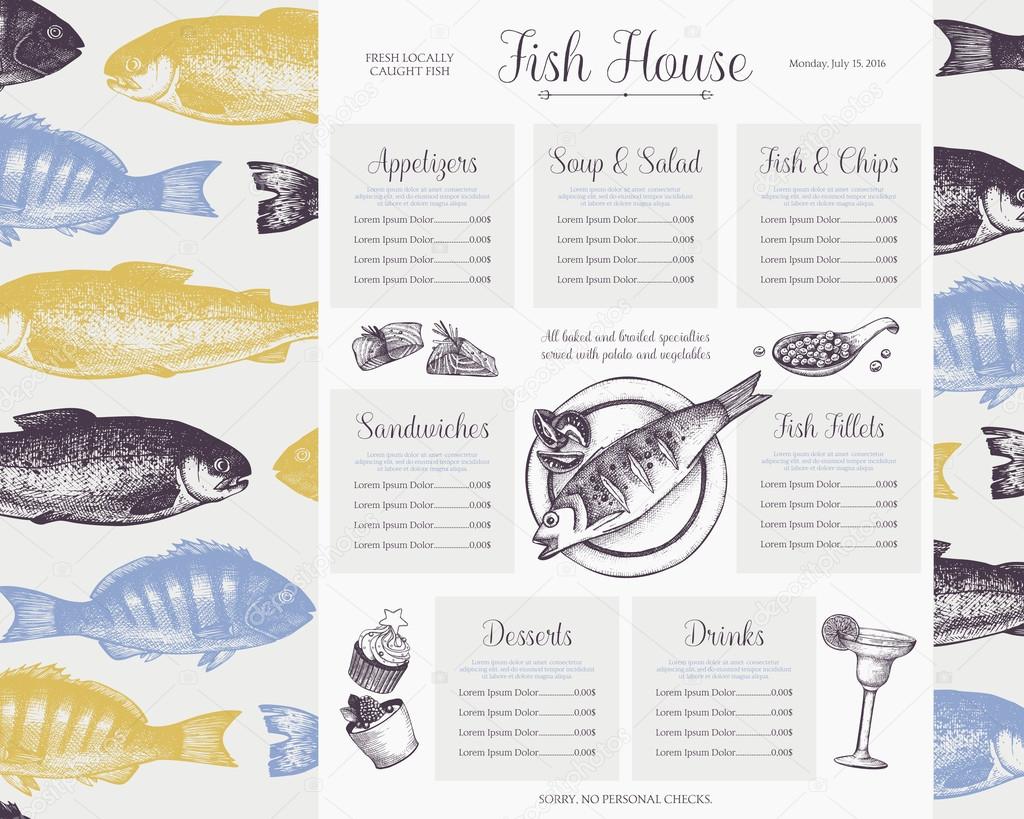 Fish restaurant menu design Stock Vector by ©geraria 116265230