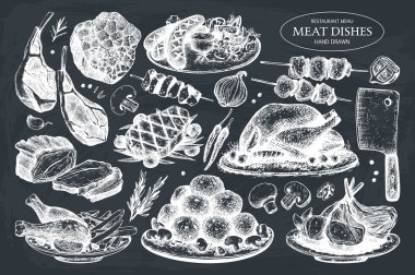 Et yemekleri ile restoran menü şablonu