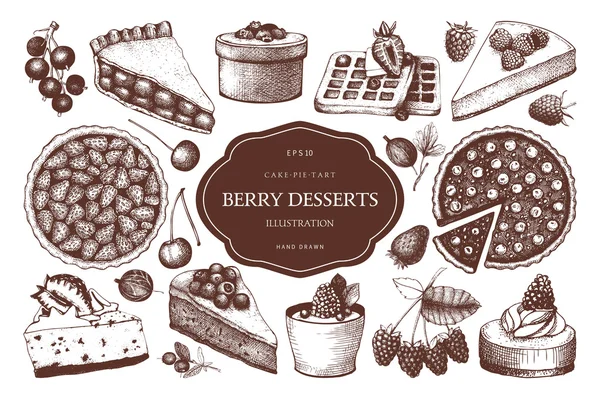 Vintage karta s sladké pekařství — Stockový vektor