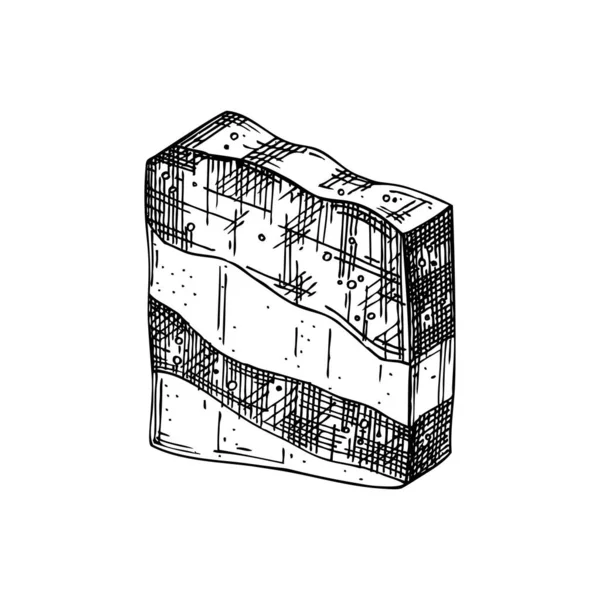 Elle çizilmiş aromatik sabun çizimi. Elle çizilmiş sabun kalıbının vektör çizimi. Güzellik salonu kimliği, banyo ya da spa için. Klasik kozmetik ve parfüm tasarım elementleri