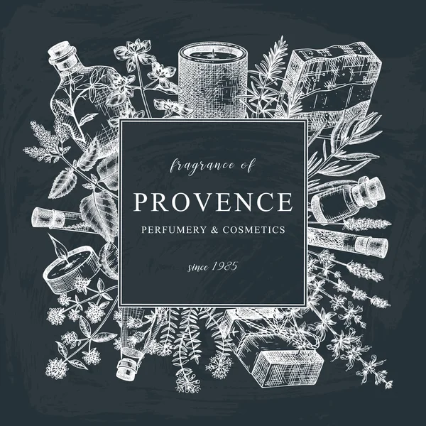 Tahtada Provence Otları Çelengi Yapımı Aromatik Malzemeler Tıbbi Bitki Tasarımı — Stok Vektör