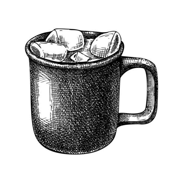 Illustration Des Boissons Hiver Chocolat Chaud Dessiné Main Avec Des — Image vectorielle