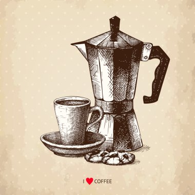 Coffee pot and coffee cup clipart