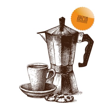 Coffee pot and coffee cup clipart