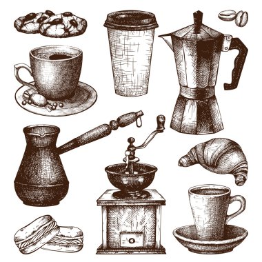 Vintage coffee and pastry illustration clipart
