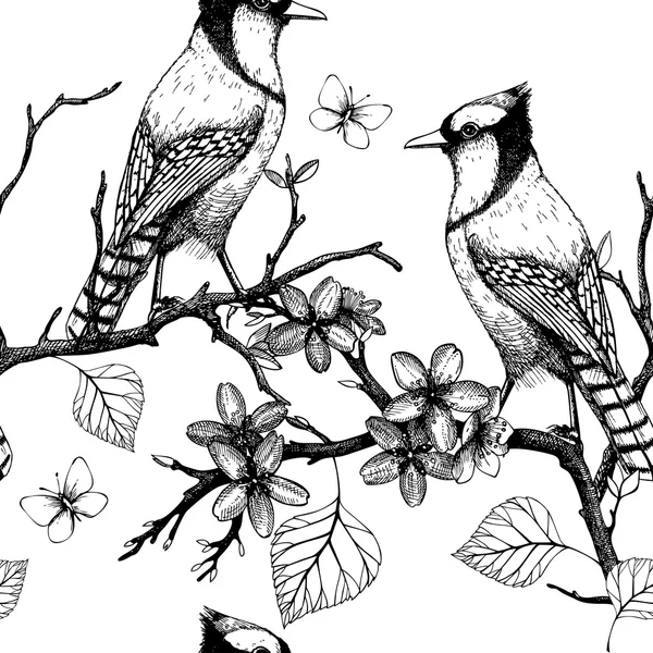 Безшовний візерунок з птахами — стоковий вектор