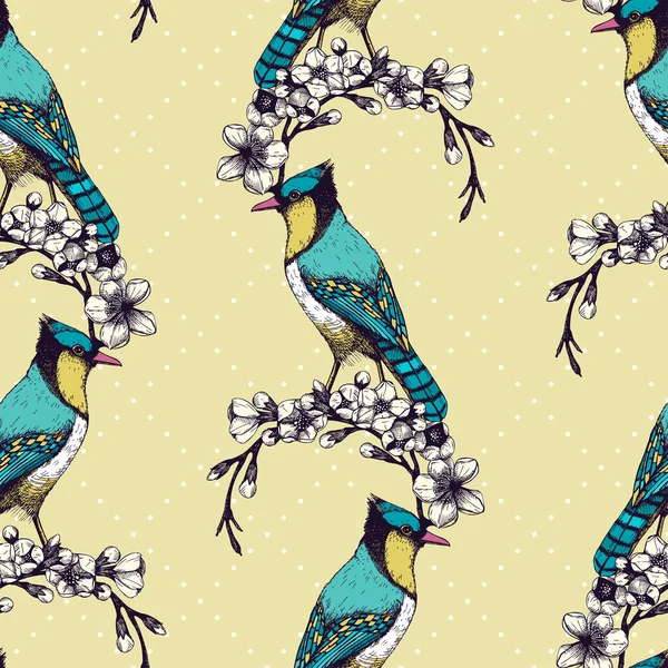 Modèle sans couture avec des oiseaux — Image vectorielle