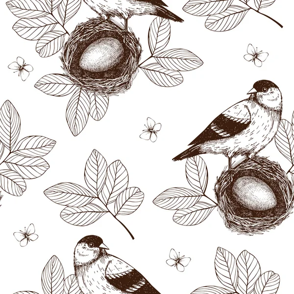 Seamless pattern with birds — Stock Vector