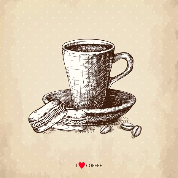 Cafetera y taza de café — Vector de stock