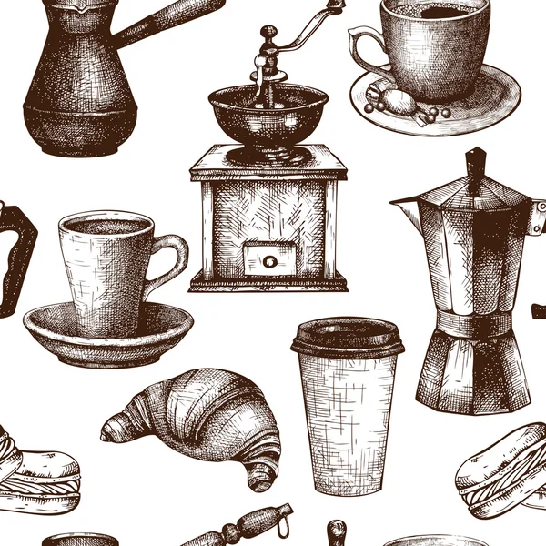 无缝模式与咖啡和甜点 — 图库矢量图片