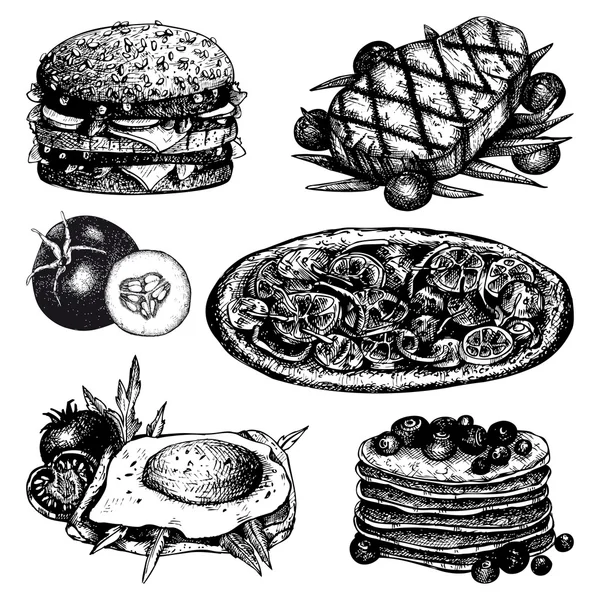 Illustrations alimentaires dessinées à la main — Image vectorielle