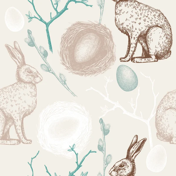 Seamless pattern with Easter hares — Stock Vector