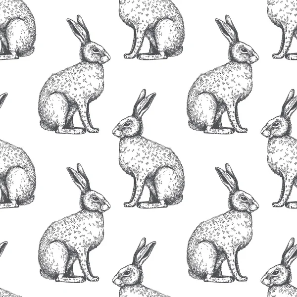 Modèle de lièvres de Pâques sans couture — Image vectorielle