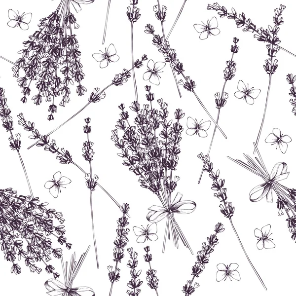 Modèle sans couture avec des fleurs de lavande — Image vectorielle