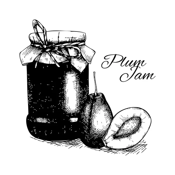 Варення сливове jar — стоковий вектор