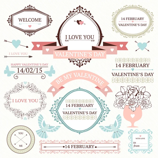 Vintage collection Saint-Valentin — Image vectorielle