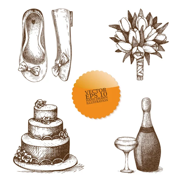 Ilustración de boda Vintage — Vector de stock