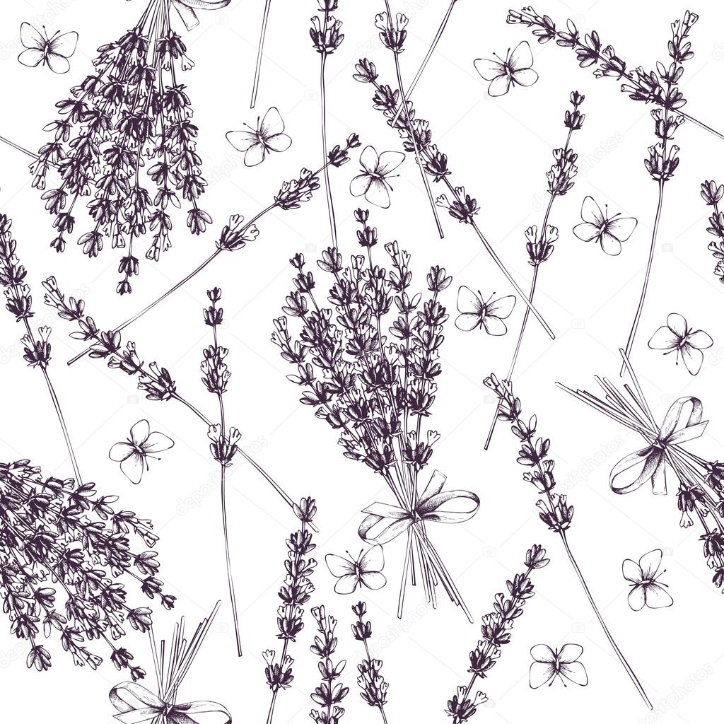 Seamless pattern with lavender flowers
