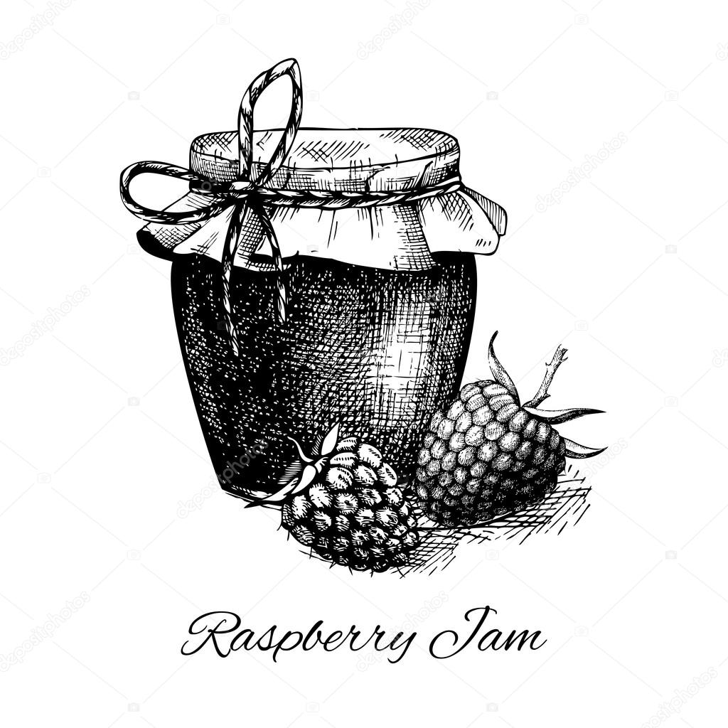 Raspberry jam jar
