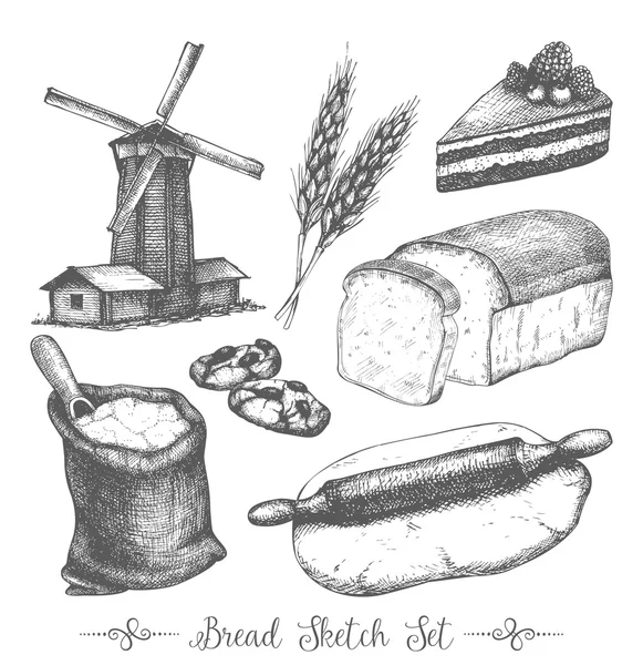 Ескіз Vintage хлібобулочні — стоковий вектор