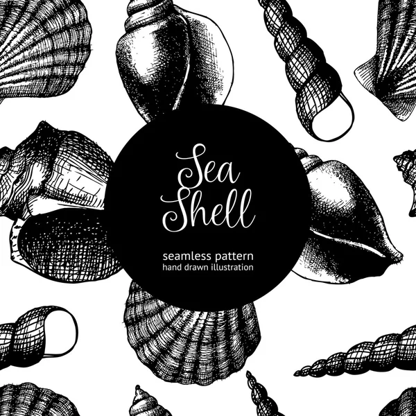 Patrón sin costura con cáscara de mar — Archivo Imágenes Vectoriales