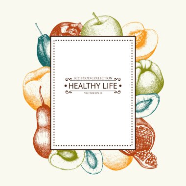 koleksiyon geleneksel ve egzotik meyve çerçeve