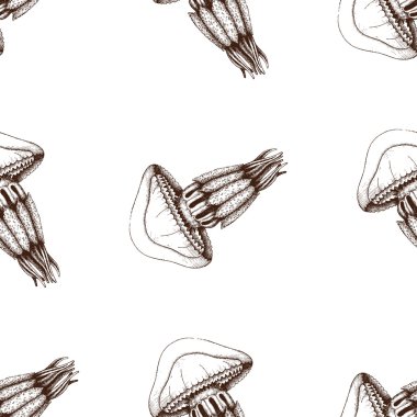 hand drawn jellyfish pattern clipart