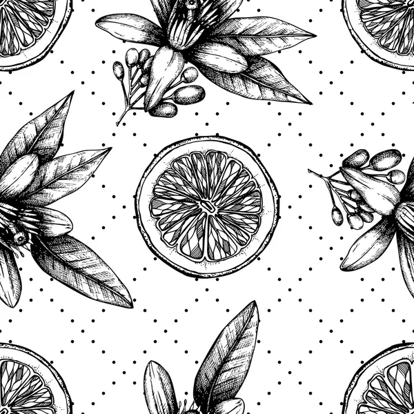 Nahtloses Muster mit orangen Früchten — Stockvektor