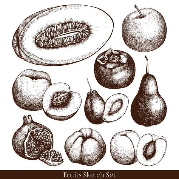 Frutas exóticas dibujadas a mano — Archivo Imágenes Vectoriales