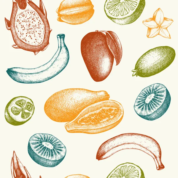 Fondo de frutas tropicales — Archivo Imágenes Vectoriales