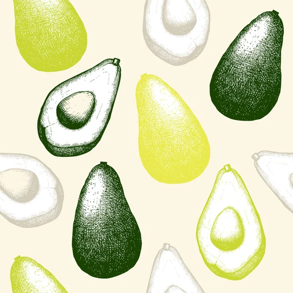 Patrón sin costura con aguacate mano de tinta — Vector de stock