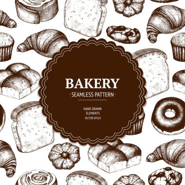 Vintage ekmek kroki arka plan