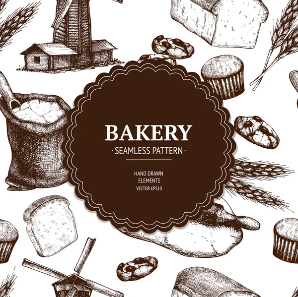 Vintage bakery sketch background — Stock Vector