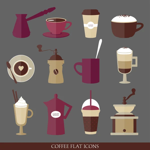 Iconos de café plano . — Archivo Imágenes Vectoriales