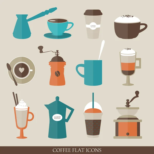 Flat coffee icons. — Stock Vector