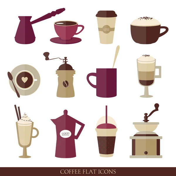 Iconos de café plano . — Archivo Imágenes Vectoriales