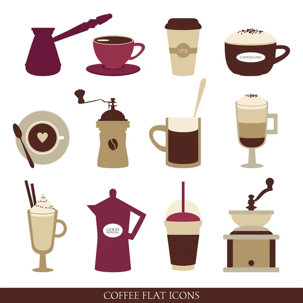 Iconos de café plano . — Archivo Imágenes Vectoriales